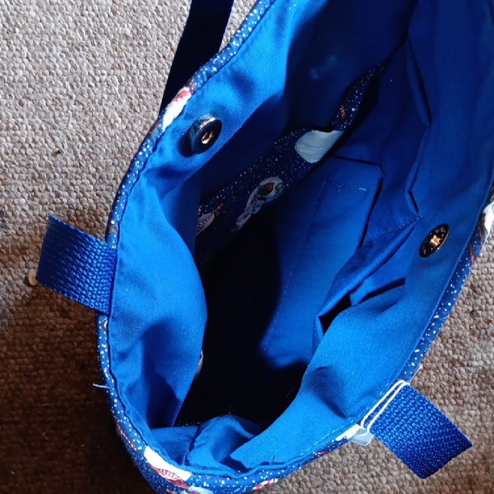 Festive Blue and White Winter Tote Bag - Picture 4 of 9